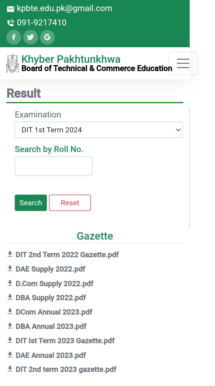 DIT Result 2024 1st Semester Technical Board Peshawar