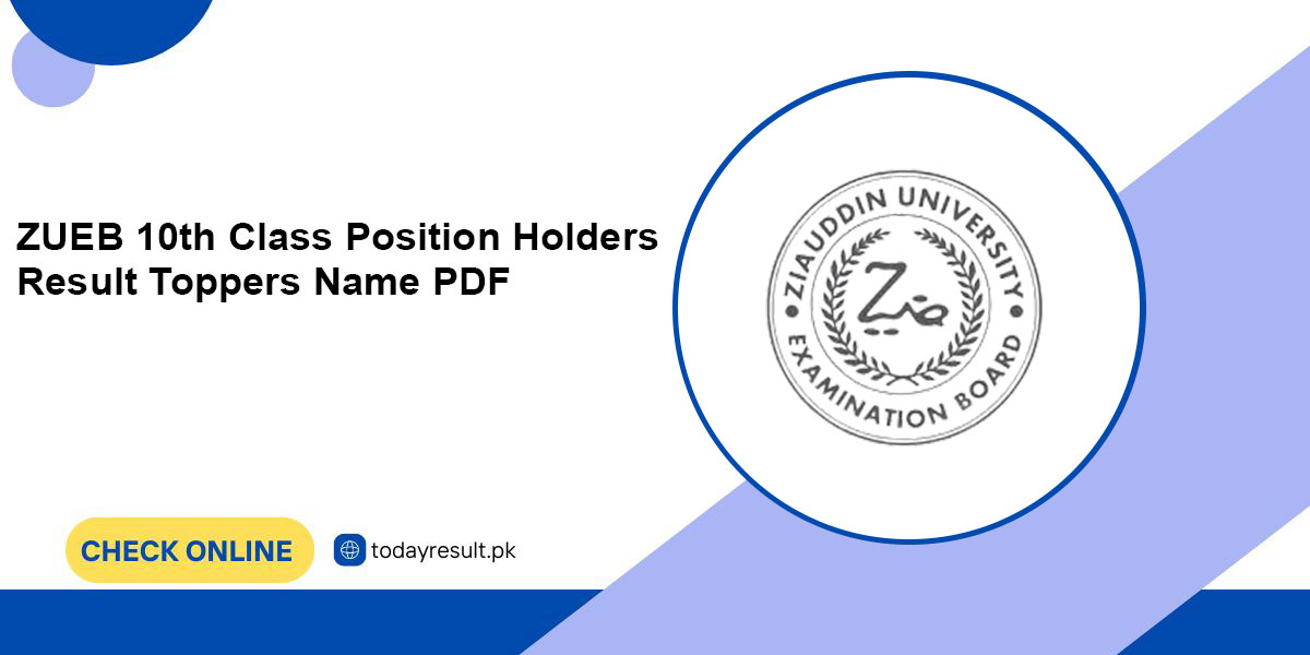 ZUEB 10th Class Position Holders Result Toppers Name PDF