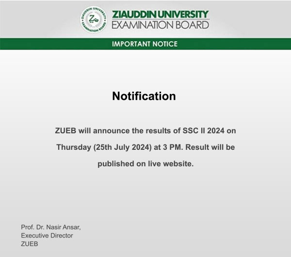 Ziauddin Board Matric Result